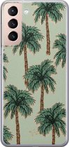 Samsung Galaxy S21 siliconen hoesje - Palmbomen - Soft Case Telefoonhoesje - Groen - Natuur