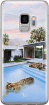 Samsung Galaxy S9 siliconen hoesje - Tijger zwembad - Soft Case Telefoonhoesje - Multi - Print