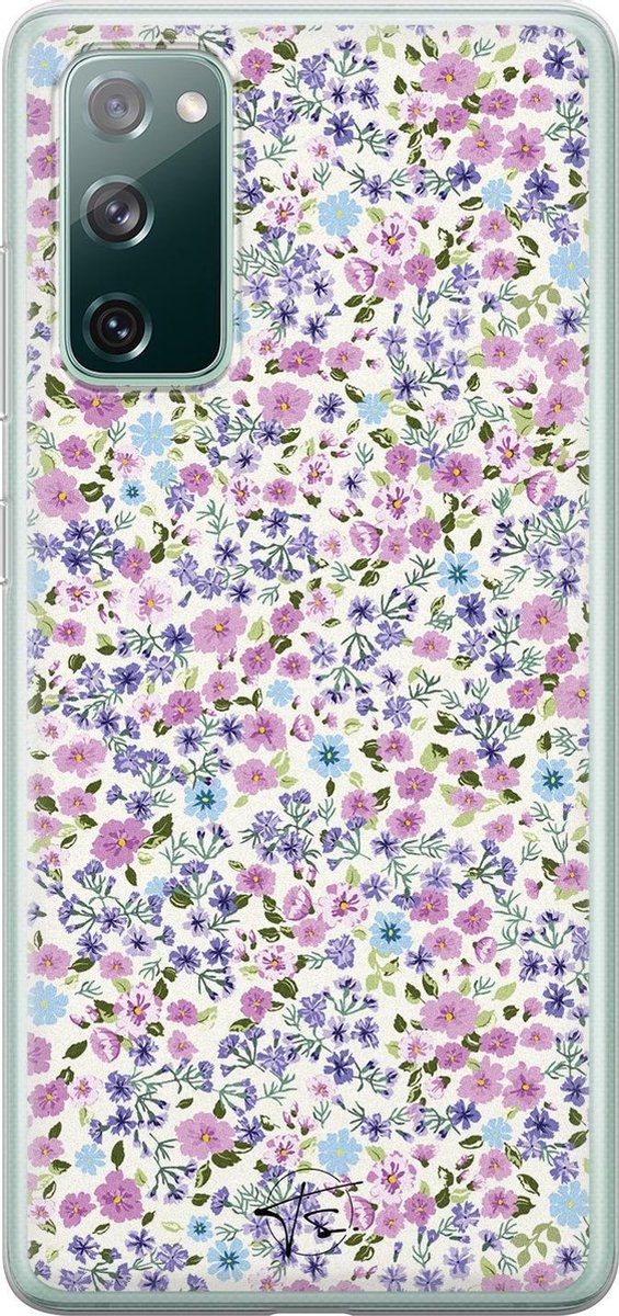 Samsung Galaxy S20 FE siliconen hoesje - Paarse bloemen - Soft Case Telefoonhoesje - Paars - Bloemen