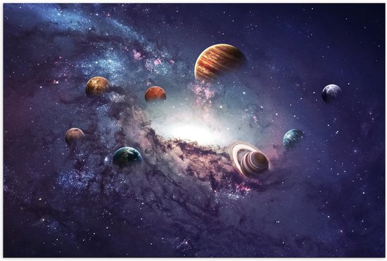 Poster – Planetenstelsel in de Ruimte - 90x60cm Foto op Posterpapier