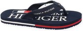 TOMMY HILFIGER  jongens logo print flip flop blue  BLAUW 31