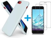 iPhone SE 2022 hoesje siliconen / iPhone SE 2020 Hoesje backcover - iPhone 7/8 Hoesje Nano siliconen TPU backcover Licht Blauw met 2 Pack Screenprotector