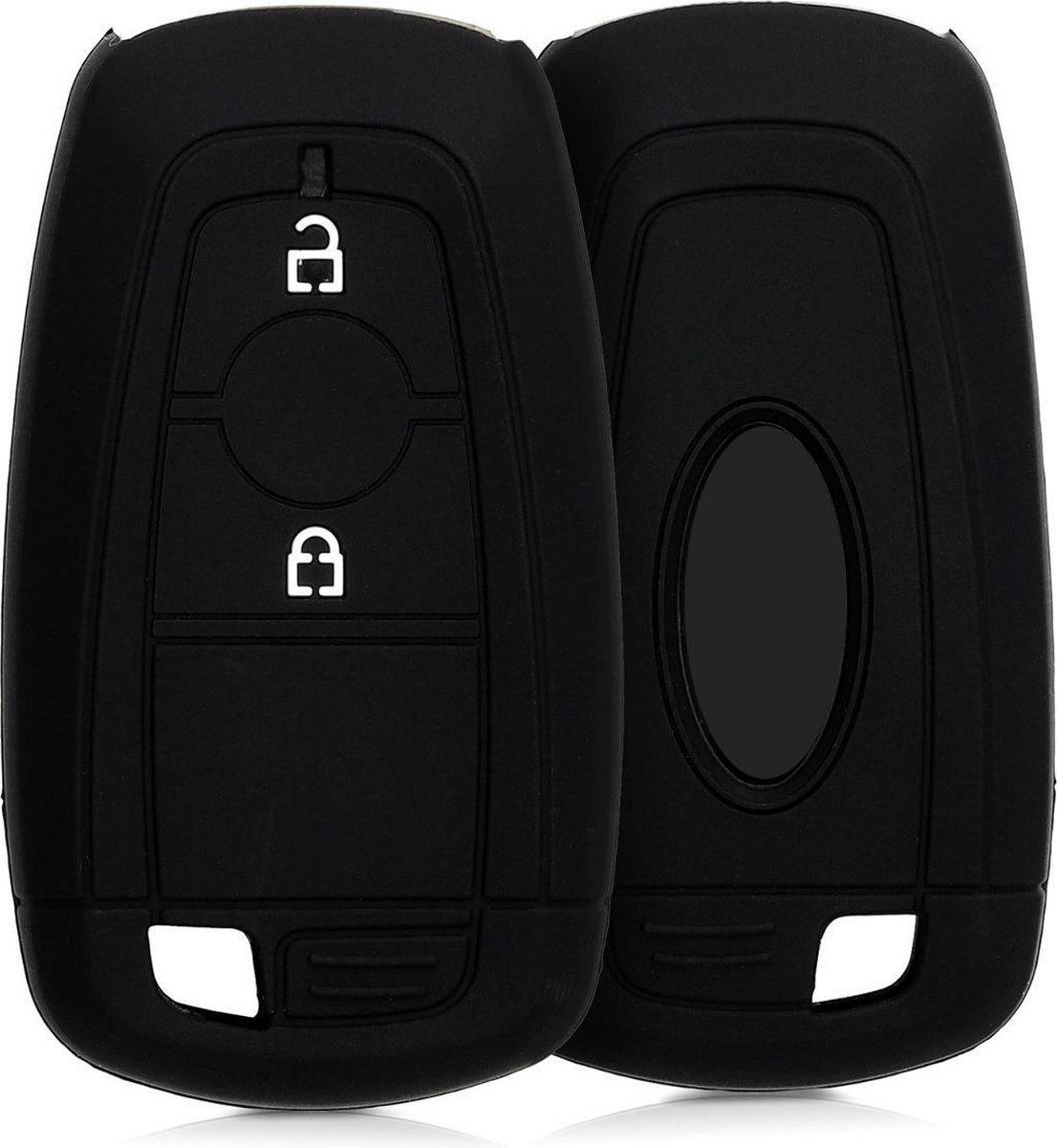kwmobile autosleutel behuizing compatibel met Ford 2-knops autosleutel Keyless Go hoesje - Sleutelhoesje in rood/zwart - Rallystrepen