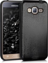 kwmobile hoesje voor Samsung Galaxy J3 (2016) DUOS - Hybride telefoonhoesje - Back cover in antraciet / zwart - Moza�ek Print design