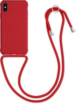kwmobile hoesje voor Apple iPhone X - beschermhoes van siliconen met hangkoord - rood