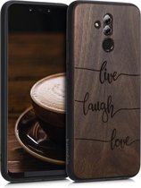 kwmobile telefoonhoesje compatibel met Huawei Mate 20 Lite - Hoesje met bumper in donkerbruin - walnoothout - Live Laugh Love design