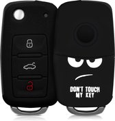 kwmobile autosleutel hoesje voor VW Skoda Seat 3-knops autosleutel - Autosleutel behuizing in wit / zwart - Don't Touch My Key design