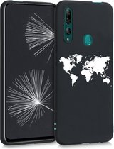 kwmobile telefoonhoesje compatibel met Huawei Y9 Prime (2019) - Hoesje voor smartphone in wit / zwart - Wereldkaart design