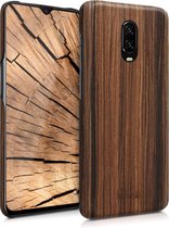kalibri hoesje voor OnePlus 6T - Beschermende telefoonhoes van hout - Slank smartphonehoesje in bruin