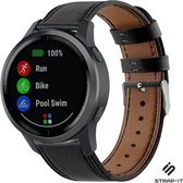 Strap-it Leren smartwatch bandje - geschikt voor Garmin Vivoactive 4 45mm / Garmin Venu 2 - strak zwart