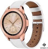Leer Smartwatch bandje - Geschikt voor Strap-it Samsung Galaxy Watch 42mm bandje leer - wit - Strap-it Horlogeband / Polsband / Armband