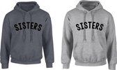 Hoodie  dames-set Sisters-Donkergrijs-Licht grijs-Maat L