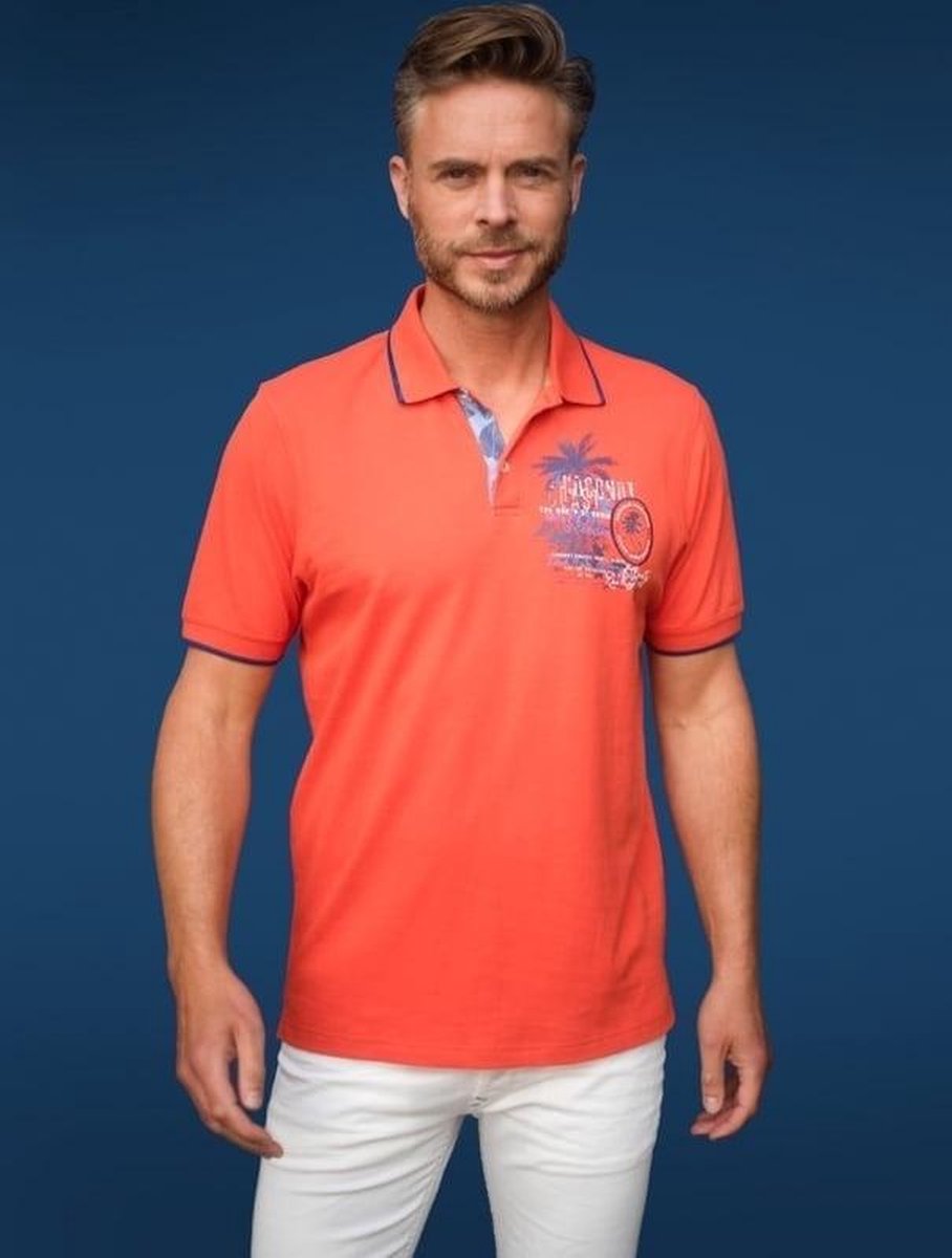 GCM heren poloshirt orange/coral - maat XL
