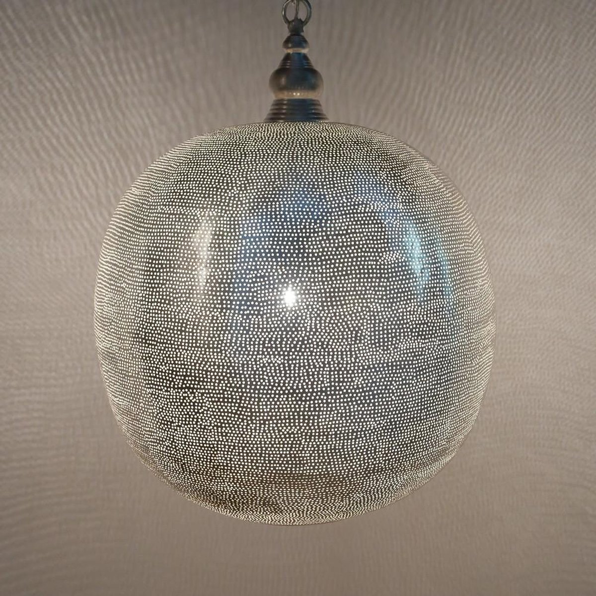 Zenza - Hanglamp - Oosterse Lamp-Ball - Filisky - XXL - Zilver