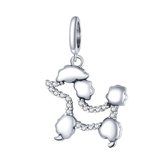 Hond poedel dangle bedel met zirconia | dog bead | Zilverana | geschikt voor Biagi , Pandora , Trollbeads armband | 925 zilver