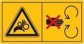 Combinatie-etiket veiligheidsafschermingen niet openen of verwijderen bij lopende motor 88 x 168 mm - liggend