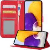 Samsung A72 Hoesje Book Case Hoes Portemonnee Cover - Samsung Galaxy A72 Case Hoesje Wallet Case - Rood