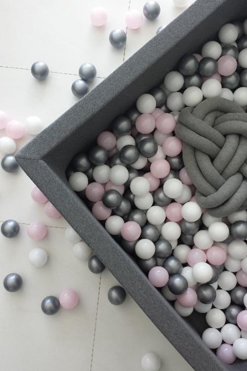 Afbeelding van product Ballenbakje.nl  Ballenbad 106x106 cm inclusief 400 ballen - Roze: wit, parel, grijs, zilver, oud roze