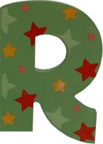 Decoratieletter - R - Hout - 7cm - Groen