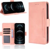 Meerdere kaartsleuven Horizontale lederen flip-hoes met houder en portemonnee voor iPhone 12/12 Pro (roze)