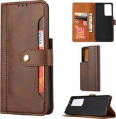 Voor Samsung Galaxy S30 Ultra Kalf Textuur Dubbele Vouwsluiting Horizontale Flip Lederen Case met Fotolijst & Houder & Kaartsleuven & Portemonnee (Koffie)