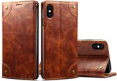Voor iPhone XS Max barok eenvoudig horizontaal flip lederen hoesje, met houder en kaartsleuven en portemonnee (lichtbruin)