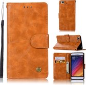 Voor xiaomi mi 5s retro koperen knop gek paard horizontale flip pu lederen tas met houder & kaartsleuven & portemonnee & lanyard (goudgeel)