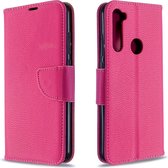 Voor Xiaomi Redmi Note 8T Litchi Texture Pure Color Horizontal Flip PU Leather Case met houder & kaartsleuven & Wallet & Lanyard (Rose Red)