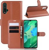 Litchi Texture horizontale flip lederen case voor Huawei Nova 5, met portemonnee en houder en kaartsleuven (bruin)