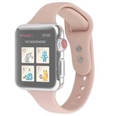 Voor Apple Watch 5 & 4 44 mm / 3 & 2 & 1 42 mm dunne siliconen dubbele gesp vervangende polsband (zandroze)