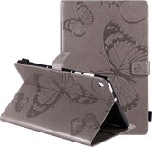 Voor Lenovo Tab M10 Plus TB-X606F Geperst afdrukken Vlinderpatroon Horizontale flip lederen tas met houder & kaartsleuven & portemonnee & slaap- / wekfunctie (grijs)