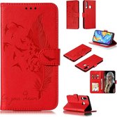 Veerpatroon Litchi Texture Horizontale Flip Leren Case met Portemonnee & Houder & Kaartsleuven Voor Huawei P30 Lite (Rood)