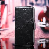Voor Geschikt voor Xiaomi Redmi 9C Geometrische stiksels Horizontale flip TPU + PU lederen tas met houder & kaartsleuven en portemonnee (zwart)