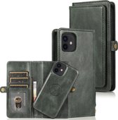 Meerdere kaartsleuven Afneembare magnetische horizontale flip lederen tas met kaartsleuven & houder & portemonnee voor iPhone 12 mini (donkergroen)