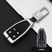 Auto Lichtgevende All-inclusive Zinklegering Sleutel Beschermhoes Sleutel Shell voor Hong Qi B Stijl Smart 4-knop (Zilver)