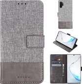 Voor Galaxy Note 10 Pro MUXMA MX102 Horizontale flip canvas lederen tas met standaard & kaartsleuf & portemonnee-functie (grijs)