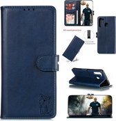 Voor Xiaomi Redmi Note 8T Reliëf Gelukkig Kat Patroon Horizontale Flip Leren Case met Houder & Kaartsleuven & Portemonnee (Blauw)