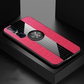 Voor Vivo V11 / X21S XINLI stikdoek textuur schokbestendig TPU beschermhoes met ringhouder (rood)