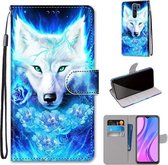 Voor Xiaomi Redmi 9 Gekleurde Tekening Cross Textuur Horizontale Flip PU Lederen Case met Houder & Kaartsleuven & Portemonnee & Lanyard (Dick Rose Wolf)