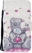 3D Diamond Encrusted Painting Pattern Gekleurde tekening Horizontale Flip PU lederen tas met houder & kaartsleuven & portemonnee voor LG Stylo 4 / Q Stylus (Love Bear)