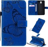 Voor LG K30 Pressed Printing Butterfly Pattern Horizontale Flip PU lederen tas met houder & kaartsleuven & portemonnee & lanyard (blauw)