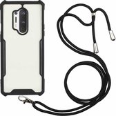Voor OnePlus 8 Pro acryl + kleur TPU schokbestendig hoesje met nekkoord (zwart)