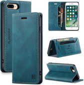 AutSpace A01 Retro Skin-feel Crazy Horse Texture Horizontale flip lederen tas met houder & kaartsleuven & portemonnee & RFID voor iPhone 8 Plus / 7 Plus (blauw)