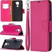 Voor Xiaomi Redmi Note 9 Litchi Texture Pure Color Horizontale Flip Leather Case met houder & kaartsleuven & Wallet & Lanyard (Rose Red)