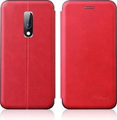 Voor OnePlus 6T / OnePlus 7 GeÃ¯ntegreerde elektriciteit die op Retro-textuur drukt Magnetische TPU + PU-lederen tas met kaartsleuf en houder (rood)