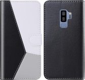 Voor Galaxy S9 + Tricolor Stitching Horizontale Flip TPU + PU lederen tas met houder & kaartsleuven en portemonnee (zwart)