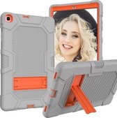 Voor Samsung Galaxy Tab A 10.1 (2019) / T510 Contrastkleur Robot Schokbestendig siliconen + pc-beschermhoes met houder (grijs oranje)