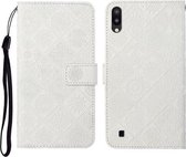 Voor Samsung Galaxy A10 / M10 etnische stijl reliëf patroon horizontale flip lederen tas met houder & kaartsleuven & portemonnee & lanyard (wit)