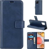 Voor Samsung Galaxy A42 5G Retro Kalfspatroon Gesp Horizontale Flip Leren Case met Houder & Kaartsleuven & Portemonnee (Blauw)