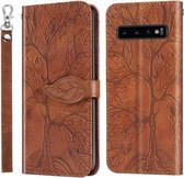 Voor Samsung Galaxy S10 Life of Tree Embossing Pattern Horizontale Flip lederen tas met houder & kaartsleuf & portemonnee & fotolijst & lanyard (bruin)